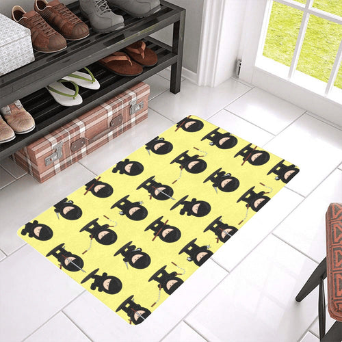 Cute ninja yellow background Doormat