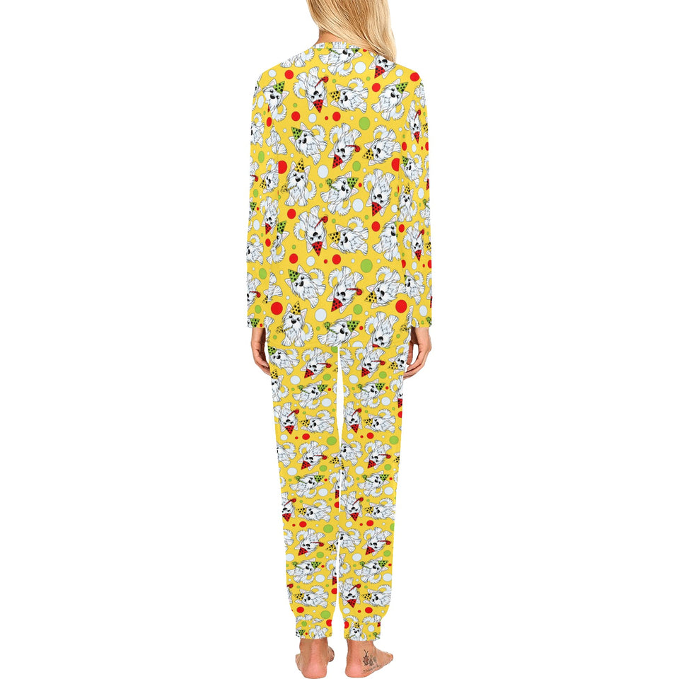 Yorkshire Terrier Pattern Print Design 05 Women's All Over Print Pajama Set
