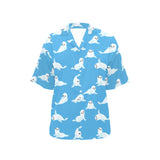 Cute sea lion seal pattern background Women's All Over Print Hawaiian Shirt