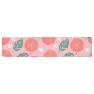 Grapefruit leaves flower pink background Table Runner