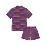 Eiffel Tower Pattern Print Design 05 Kids' Boys' Girls' V-Neck Short Pajama Set