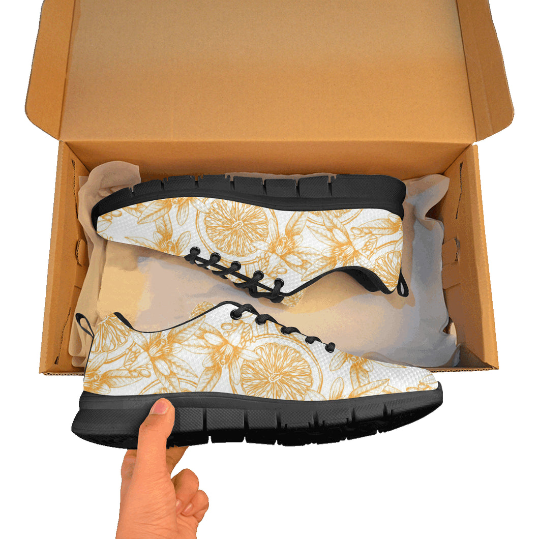 hand drawn orange fruit pattern Women's Sneaker Shoes
