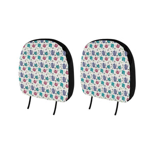 Tea pots Pattern Print Design 05 Car Headrest Cover