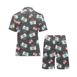 Camera Pattern Print Design 04 Men's V-Neck Short Pajama Set