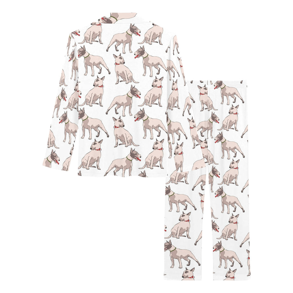Bull Terrier Pattern Print Design 04 Women's Long Pajama Set