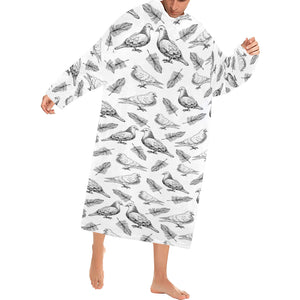 Pigeon Pattern Print Design 05 Blanket Robe with Sleeves