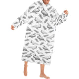 Pigeon Pattern Print Design 05 Blanket Robe with Sleeves