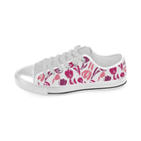 pink sketch tulip pattern Men's Low Top Shoes White