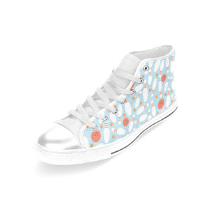 Bowling ball bowling pins blue blackground Women's High Top Canvas Shoes White