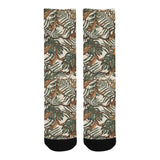 Monkey tropical leaves background Crew Socks