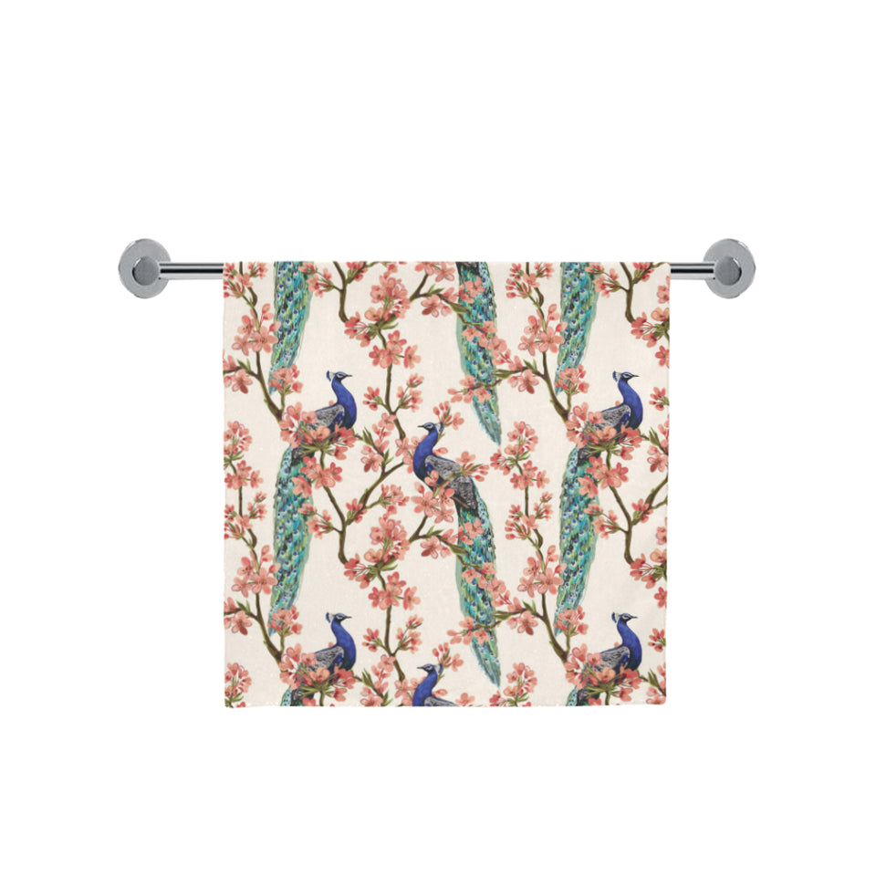 Peacock tropical flower pattern Bath Towel