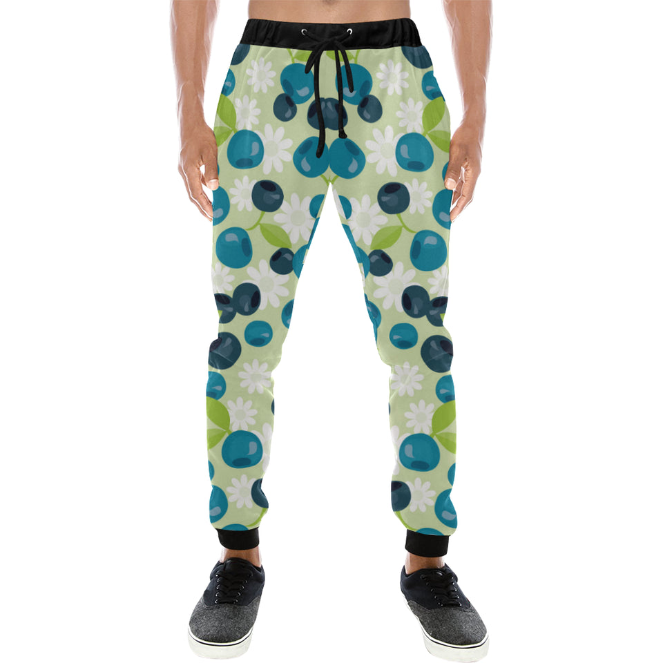 blueberry flower pattern Unisex Casual Sweatpants