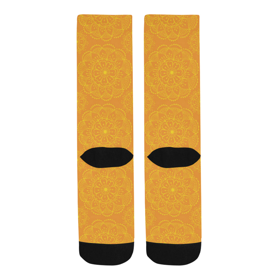 Orange traditional indian element pattern Crew Socks