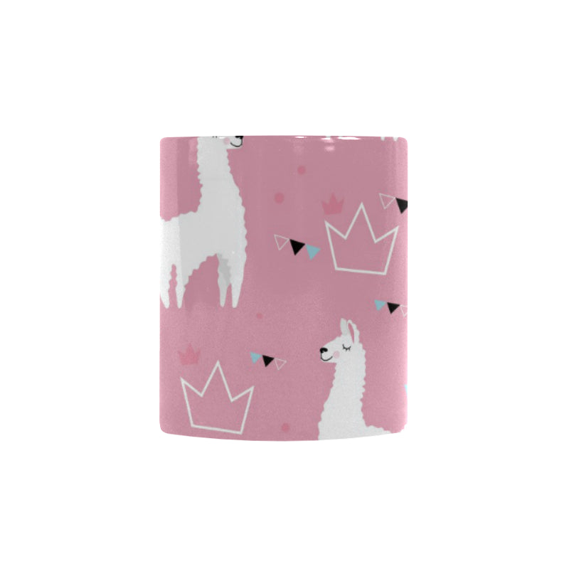 Llama Alpaca pink background Morphing Mug Heat Changing Mug
