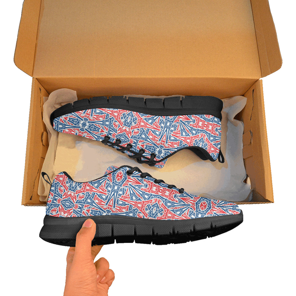 Blue Red Eiffel Tower Pattern Print Design 02 Women's Sneaker Shoes