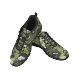 White orchid flower tropical leaves pattern blackg Women's Sneaker Shoes