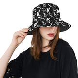 Saxophone music notes treble clef black white them Unisex Bucket Hat
