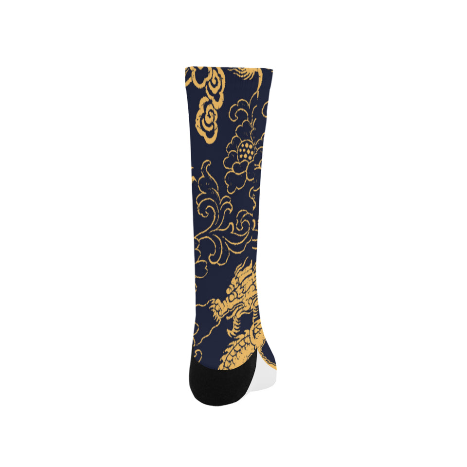 Gold dragon pattern Crew Socks