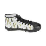 Cute cactus pattern Women's High Top Canvas Shoes Black