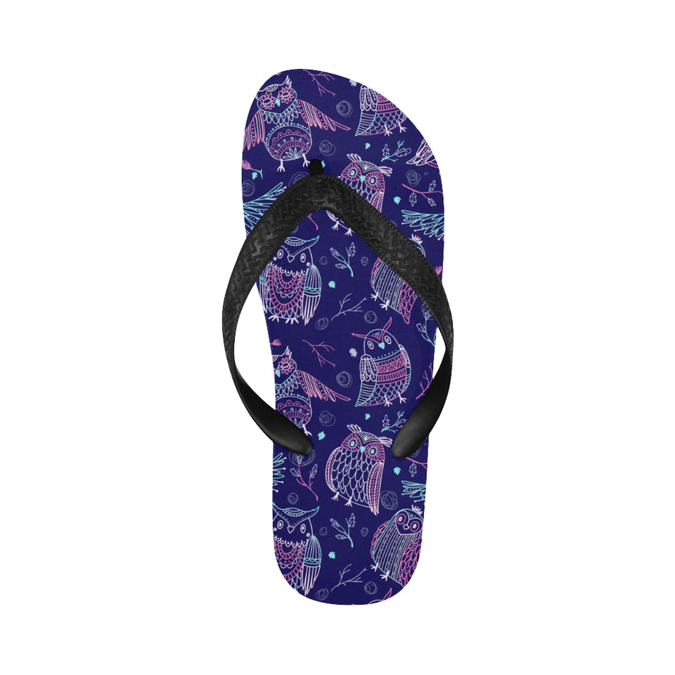 Cute owls pattern boho style ornament Unisex Flip Flops