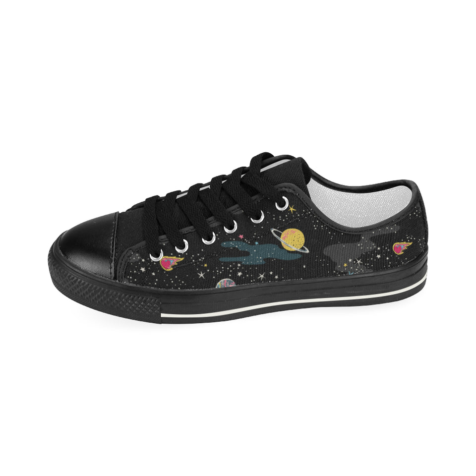 space pattern Women's Low Top Canvas Shoes Black