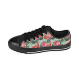 Beautiful flamingo tropical palm leaves hibiscus p Men's Low Top Canvas Shoes Black