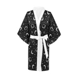 Hand drawn space rocket star planet Women's Short Kimono Robe