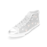 Heart pattern gray background Women's High Top Canvas Shoes White