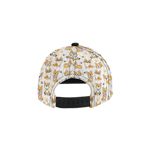 Cute dog corgi striped background pattern All Over Print Snapback Cap