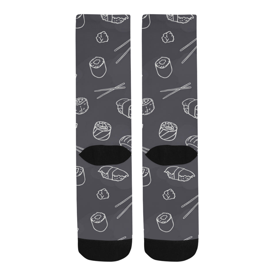 sushi pattern black background Crew Socks