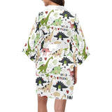 Cute dinosaurs pattern Women's Short Kimono Robe