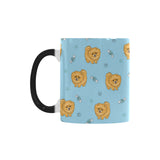 Brown cute pomeranian blue blackground Morphing Mug Heat Changing Mug