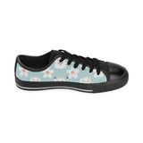 Maneki neko cat sakura Men's Low Top Canvas Shoes Black