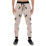 Cute bee flower pattern pink background Unisex Casual Sweatpants