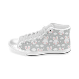 Rabbit cloud Pattern Men's High Top Canvas Shoes White