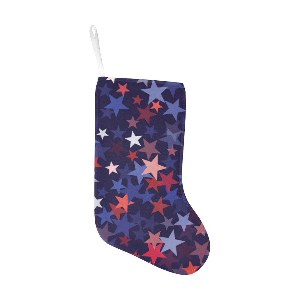Red blue star pattern Christmas Stocking