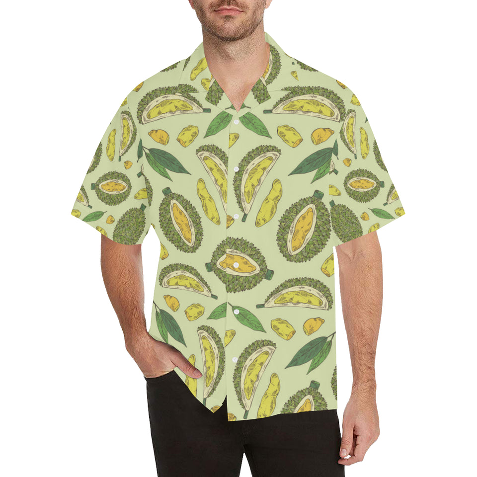 Durian leaves pattern background Men's All Over Print Hawaiian Shirt