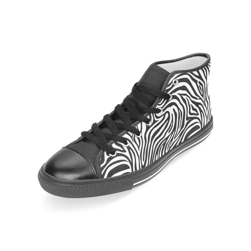 Zebra skin pattern Women's High Top Canvas Shoes Black