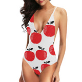 red apples white background Women's One-Piece Swimsuit