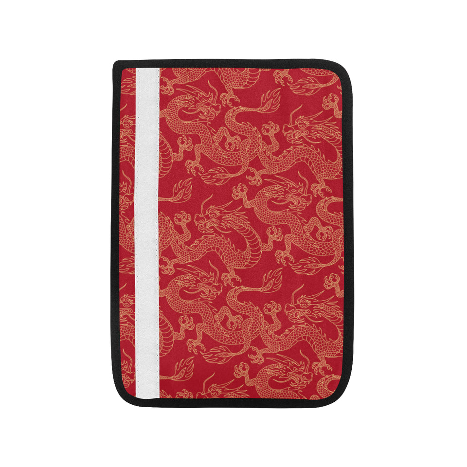 Gold dragons red background Car Seat Belt Cover