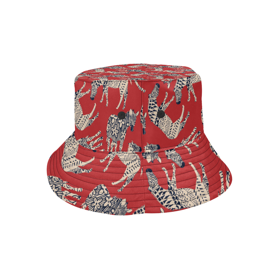 Zebra abstract red background Unisex Bucket Hat