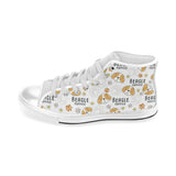 Cute beagle dog pattern background Men's High Top Canvas Shoes White