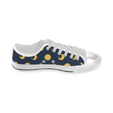 Moon star pattern Men's Low Top Canvas Shoes White