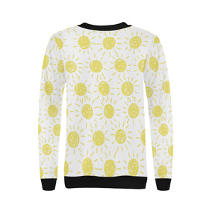 hand drawn sun pattern Women's Crew Neck Sweatshirt