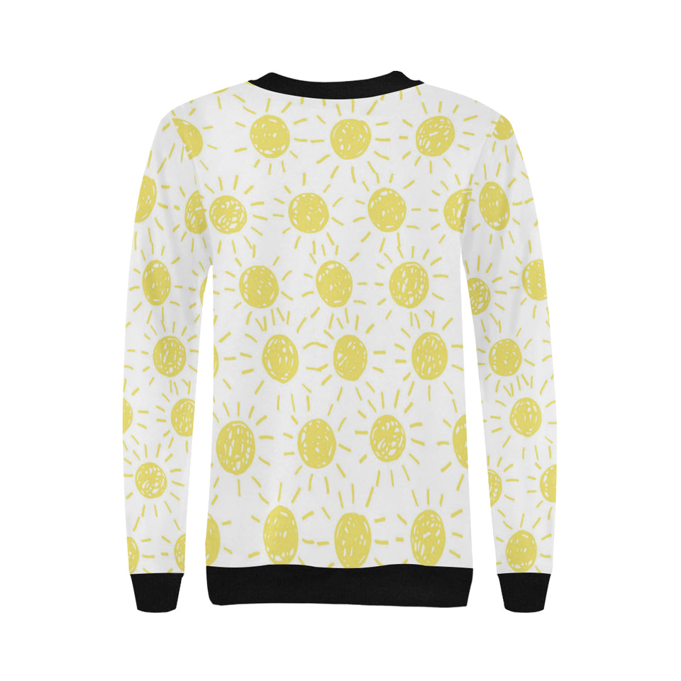 hand drawn sun pattern Women's Crew Neck Sweatshirt