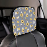Cute hamster sunflower pattern background Car Headrest Cover
