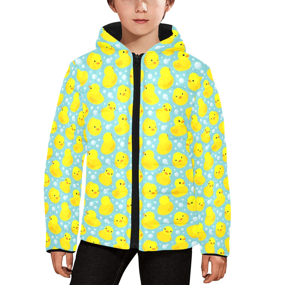 Duck Pattern Print Design 03 Kids' Boys' Girls' Padded Hooded Jacket