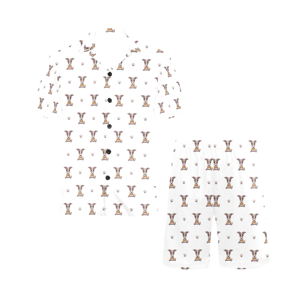 Greyhound Pattern Print Design 05 Men's V-Neck Short Pajama Set