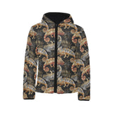 Chameleon lizard tropical leaves palm tree Kids' Boys' Girls' Padded Hooded Jacket