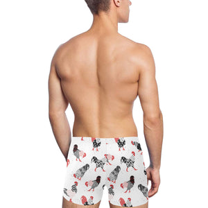 Cool rooster chicken cock floral ornament backgrou Men's Swimming Trunks